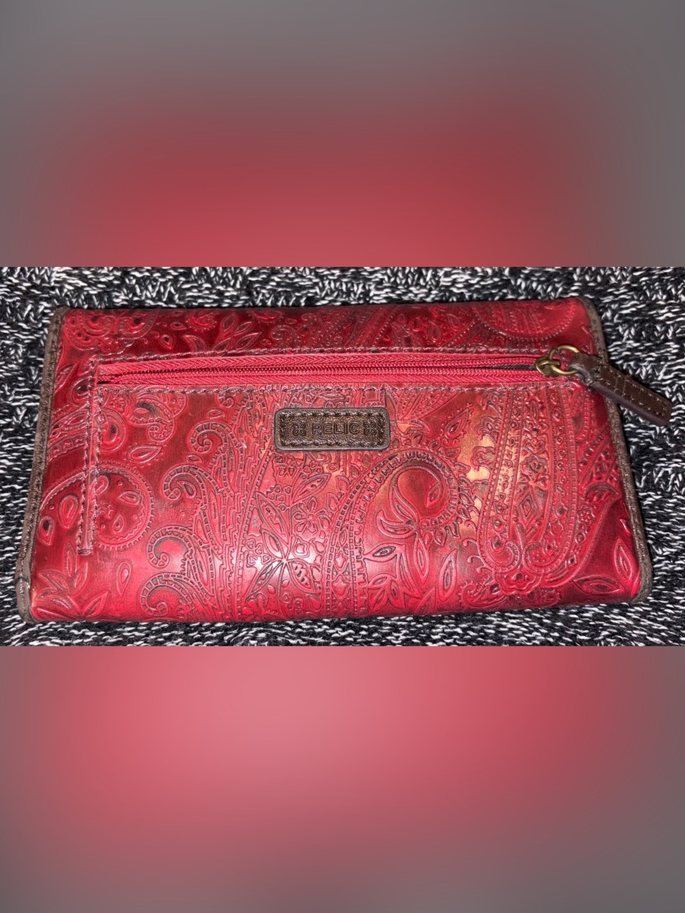 Relic Red Embossed Paisley Wallet - NWOT